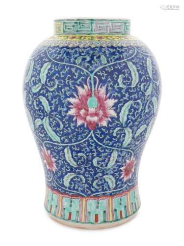 A Large Chinese Famille Rose Porcelain Jar