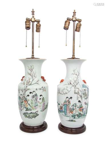 A Pair of Chinese Qianjiang Enameled Porcelain Vases REPUBLI...