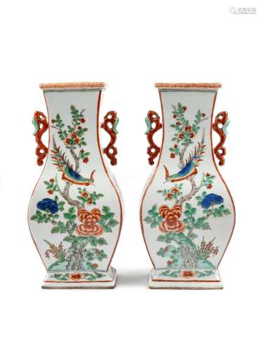 A Pair of Chinese Famille Verte Porcelain Vases REPUBLIC PER...