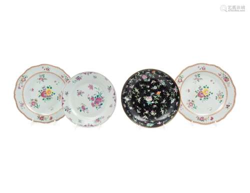 Four Chinese Famille Rose Porcelain Plates LATE 19TH-EARLY 2...