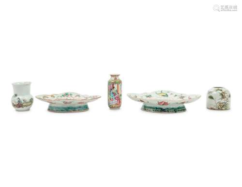 Five Chinese Famille Rose Porcelain Articles 19TH-EARLY 20TH...