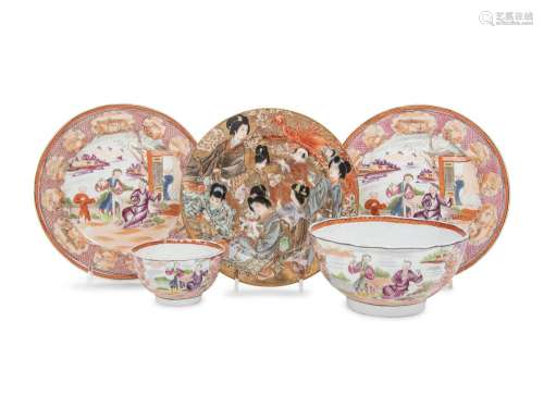 Four Chinese Export Famille Rose Porcelain Articles and A Ja...