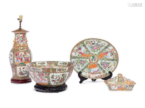 Four Chinese Export Rose Medallion Wares 19TH CENTURY