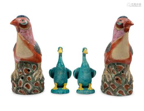 Two Pairs of Chinese Porcelain Figures of Birds LATE 19TH-EA...