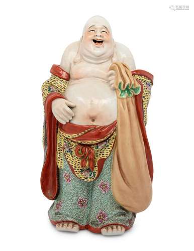 A Large Chinese Famille Rose Figure of Laughing Buddha