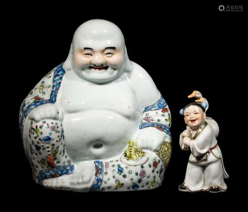 Two Chinese Famille Rose Porcelain Figures