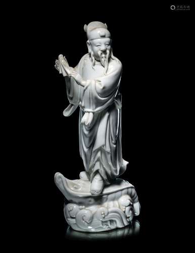 A Chinese Blanc-de-Chine Porcelain Figure of an Official 20T...