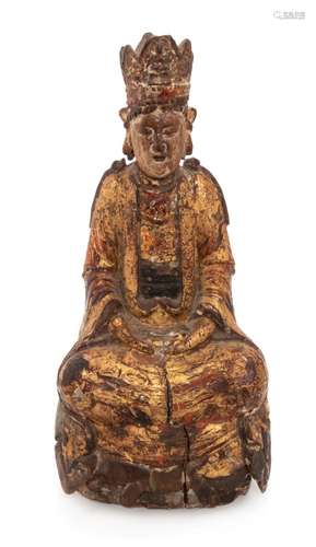 A Chinese Gilt Lacquered Wood Figure of Guanyin MING DYNASTY...