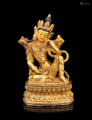 A Sino-Tibetan Gilt Bronze Figure of a Seated Tara