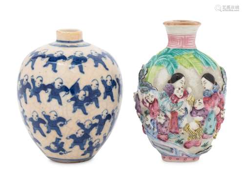 Two Chinese Porcelain Snuff Bottles LATE 19TH-20TH CENTURY