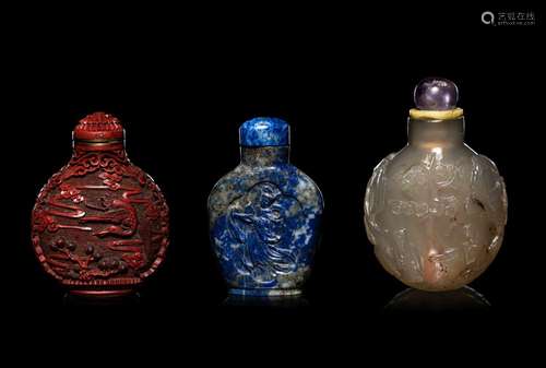 Three Chinese Snuff Bottles LATE 19TH CENTURY-20TH CENTURY