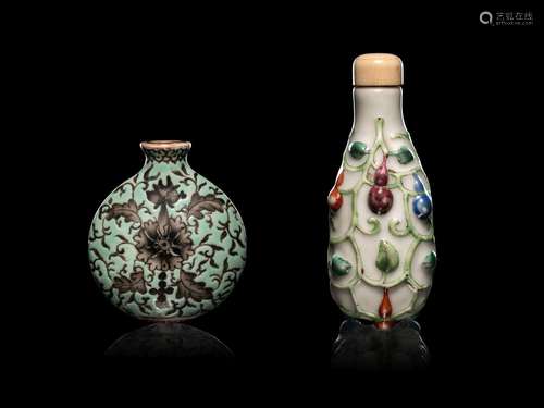 Two Chinese Porcelain Snuff Bottles 19TH-EARLY 20TH CENTURY