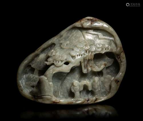 A Chinese Celadon Jade 'Landscape' Mountain 20TH CENTURY