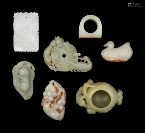 Seven Chinese Carved Jade Articles