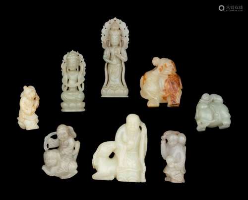Eight Chinese Carved Jade Figures