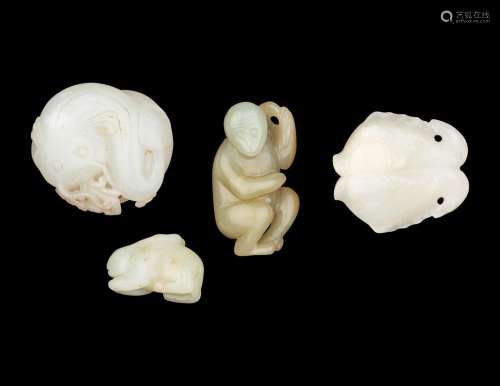 Four Chinese Jade Carvings of Animals 19TH CENTURY