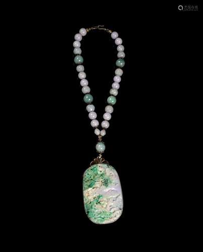 A Chinese Jadeite Beaded Necklace 20TH CENTURY