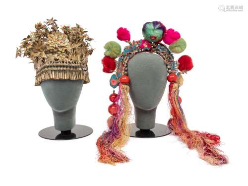 Two Chinese Miao Lady's Headdresses 20TH CENTURY