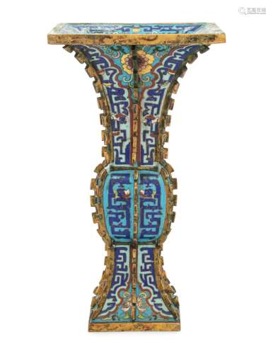 A Chinese Cloisonné Enamel Gu-Form Vase