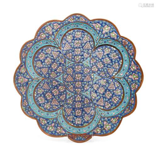 An Islamic Cloisonné Enamel on Copper Platter