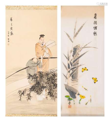 Three Chinese and Japanese Hanging Scrolls 20TH CENTURY
