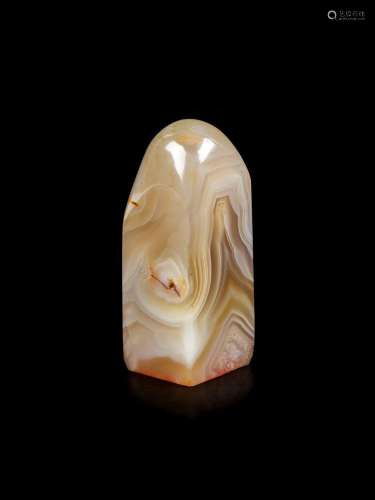 A Chinese Banded Agate Seal Stone 20TH CENTURY