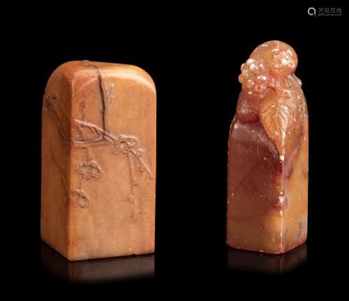 Two Chinese Yellow Soapstone Seals EARLY 20TH CENTURY