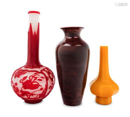 Three Chinese Glass Vases