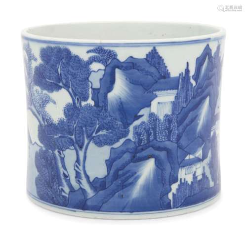 A Chinese Blue and White Porcelain Brushpot, Bitong 20TH CEN...