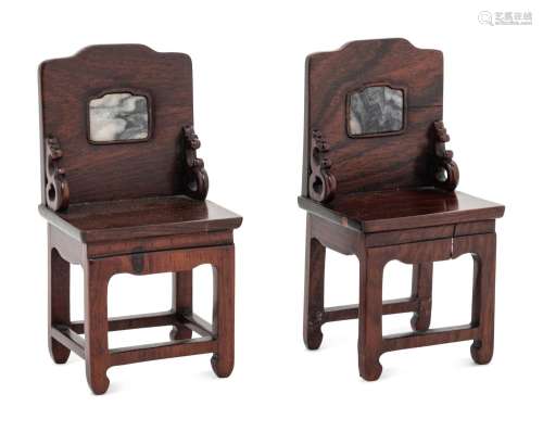 A Pair of Chinese Miniature Side Chairs LATE 19TH-EARLY 20TH...
