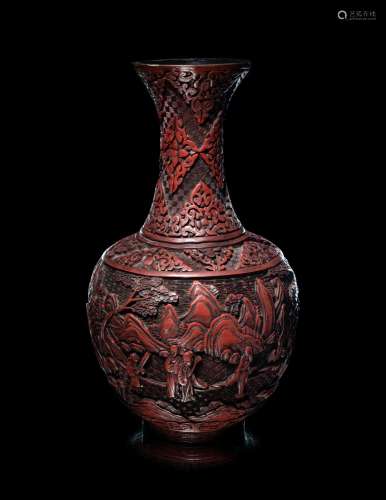 A Chinese Cinnabar Lacquer Bottle Vase
