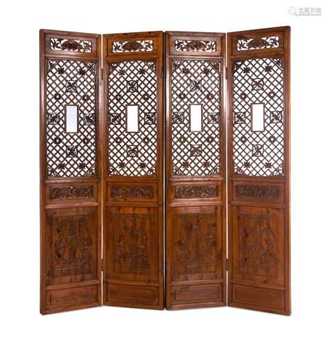 A Set of Four Softwood Door Panels QING DYNASTY (1644-1912)