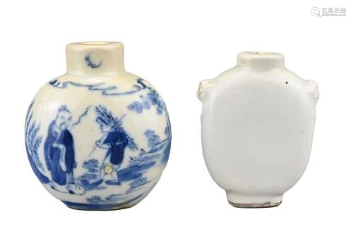 TWO CHINESE PORCELAIN SNUFF BOTTLES, 19TH CENTURY. To includ...