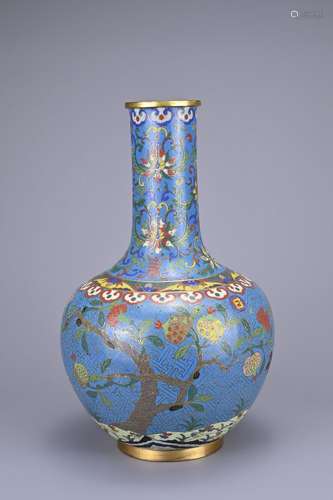 A CHINESE CLOISONNE ENAMEL AND GILT BRONZE VASE, QING DYNAST...