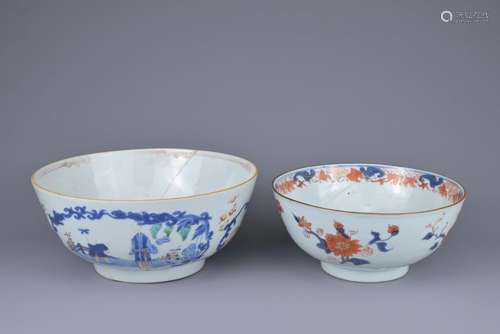 TWO CHINESE EXPORT PORCELAIN BOWLS, 18TH CENTURY. One Chines...