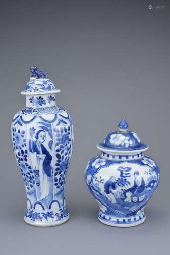 TWO CHINESE BLUE AND WHITE PORCELAIN ITEMS, 19TH CENTURY. To...