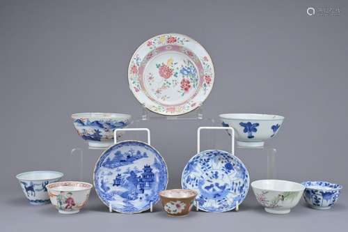 A GROUP OF CHINESE PORCELAIN CUPS AND DISHES, 18-20TH CENTUR...