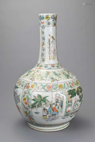 A CHINESE FAMILLE VERTE BOTTLE VASE, 19TH CENTURY. The vase ...