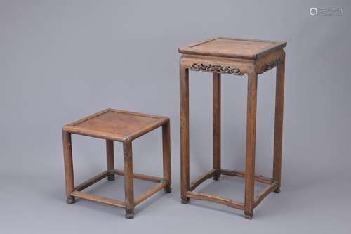 TWO CHINESE ROSEWOOD JARDINIERE STANDS, 19/20TH CENTURY. Eac...