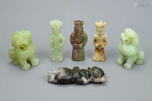 A GROUP OF CHINESE STONE CARVINGS AND FIGURES. To include a ...