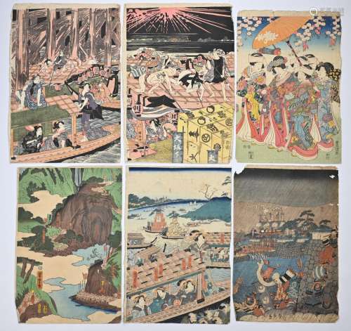 A QUANTITY OF JAPANESE PRINTS AND WOODBLOCKS PRINTS, EARLY 2...