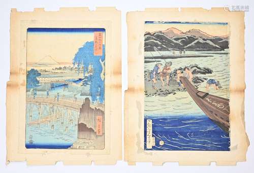 GROUP OF JAPANESE WOODBLOCK PRINTS. UTAGAWA HIROSHIGE, 'The ...