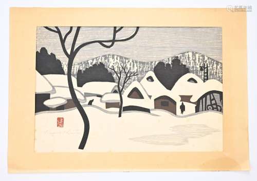 KIYOSHI SAITO (1907-1997) JAPANESE WOODBLOCK 'Aizu in Winter...