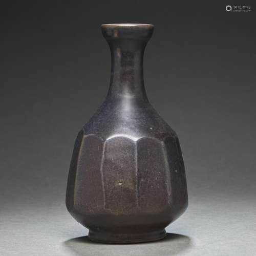 RARE VASE BOUTEILLEen grès émaillé temmoku