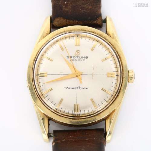 BREITLING - a Vintage gold plated stainless steel TransOcean...