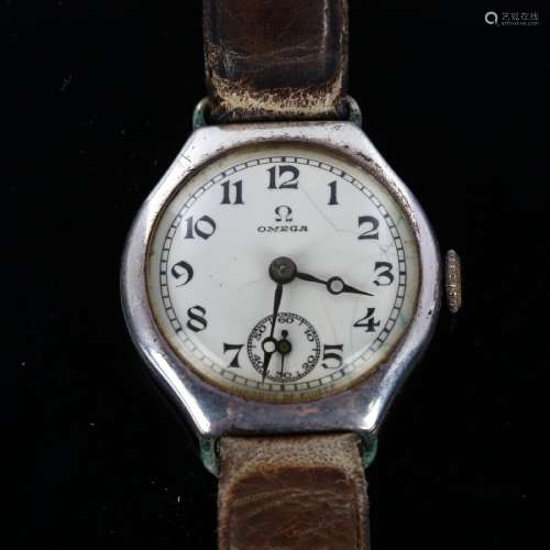 OMEGA - an early 20th century lady`s silver mechanical wrist...