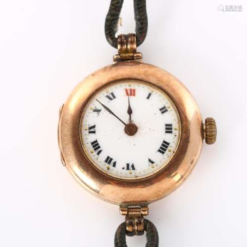 ROLEX - a lady`s 9ct gold mechanical wristwatch, white ename...