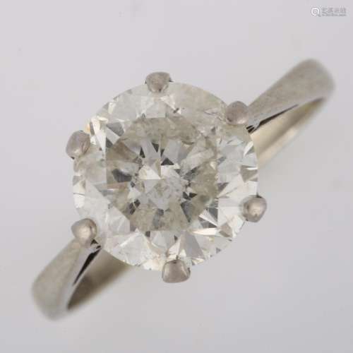 A 3.04ct solitaire diamond ring, 18ct white gold and platinu...