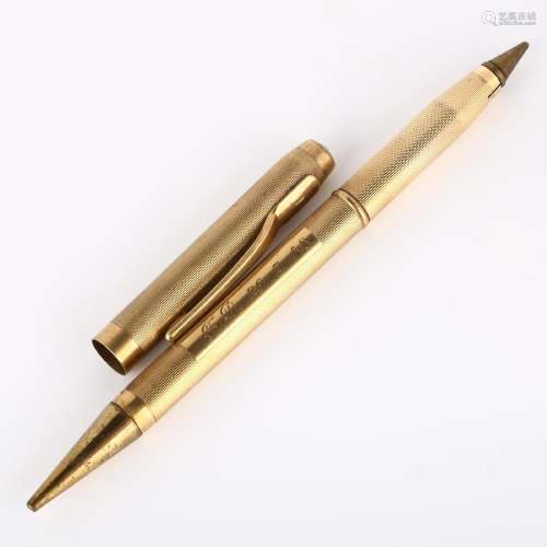A mid-20th century 9ct gold combination propelling pencil/ba...