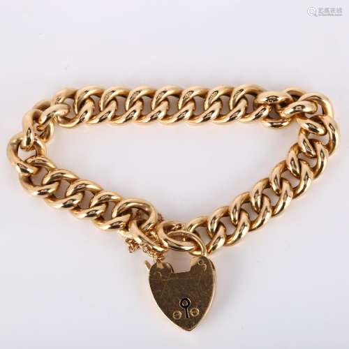 An early 20th century 15ct gold hollow curb link bracelet, w...